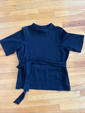 Halogen Black Short-Sleeve Tie-Waist Top